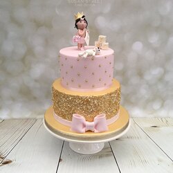 The Highest Standard Pink Gold Baby Shower Cake With Edible Sparkly Sequins And
