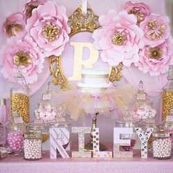 High Quality Shimmering Pink And Gold Baby Shower Ideas Themes Games Party Princess Decorations Girl Theme