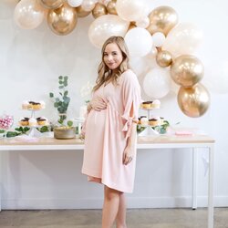 Blush Pink And Gold Baby Shower Brunch Coffee With Summer Dress
