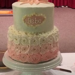 Spiffing Pink And Gold Baby Shower Cake