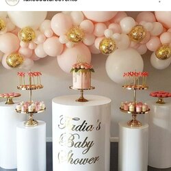 Matchless Pink Gold And White Theme Baby Shower Girl Themes