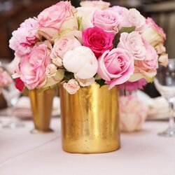 Pin By Melody Photography On Wedding Ideas Baby Shower Pink Gold Flowers Flower Vases Color Roses