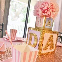 Out Of This World Baby Shower Decoration Ideas Themes Centerpiece Block Centerpieces Via Girl Box In Pink And