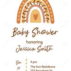 Brilliant Baby Shower Invitation Template With Cute Pastel Rainbow Gender Neutral Invite Modern Graphic
