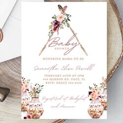 Champion Editable Baby Shower Invitation Bohemian