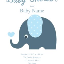 Admirable Cute Elephant Baby Shower Invitation Template Free