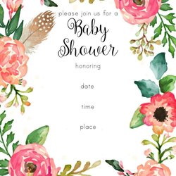 Excellent Free Printable Rose Baby Shower Invitation Idea Invitations Template Floral Flower Templates Girl